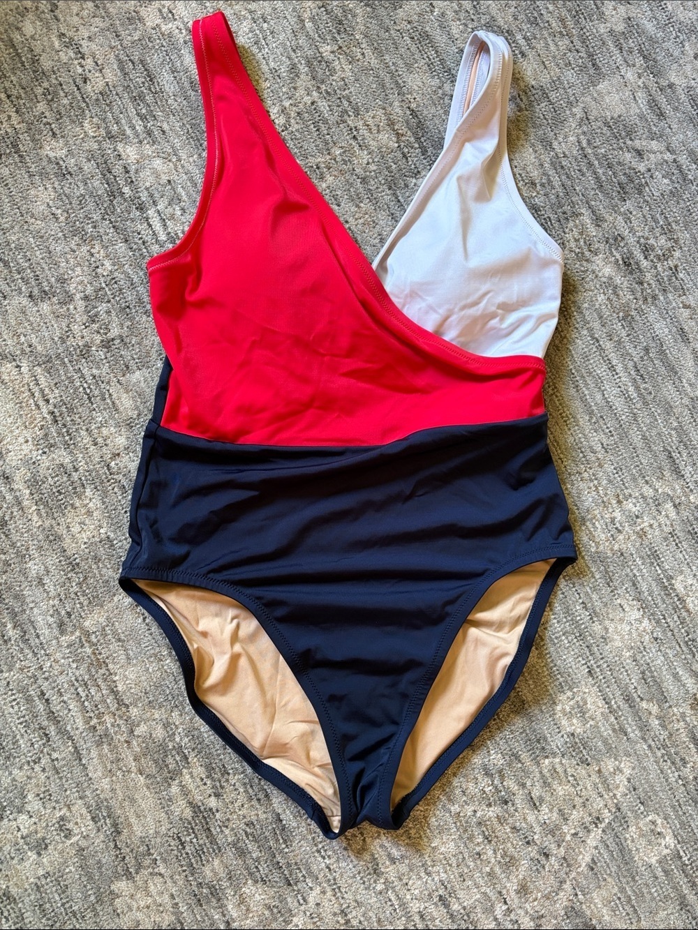 J. Crew women’s medium Colorblock One-Piece Swimsuit in Red, White & Navy
